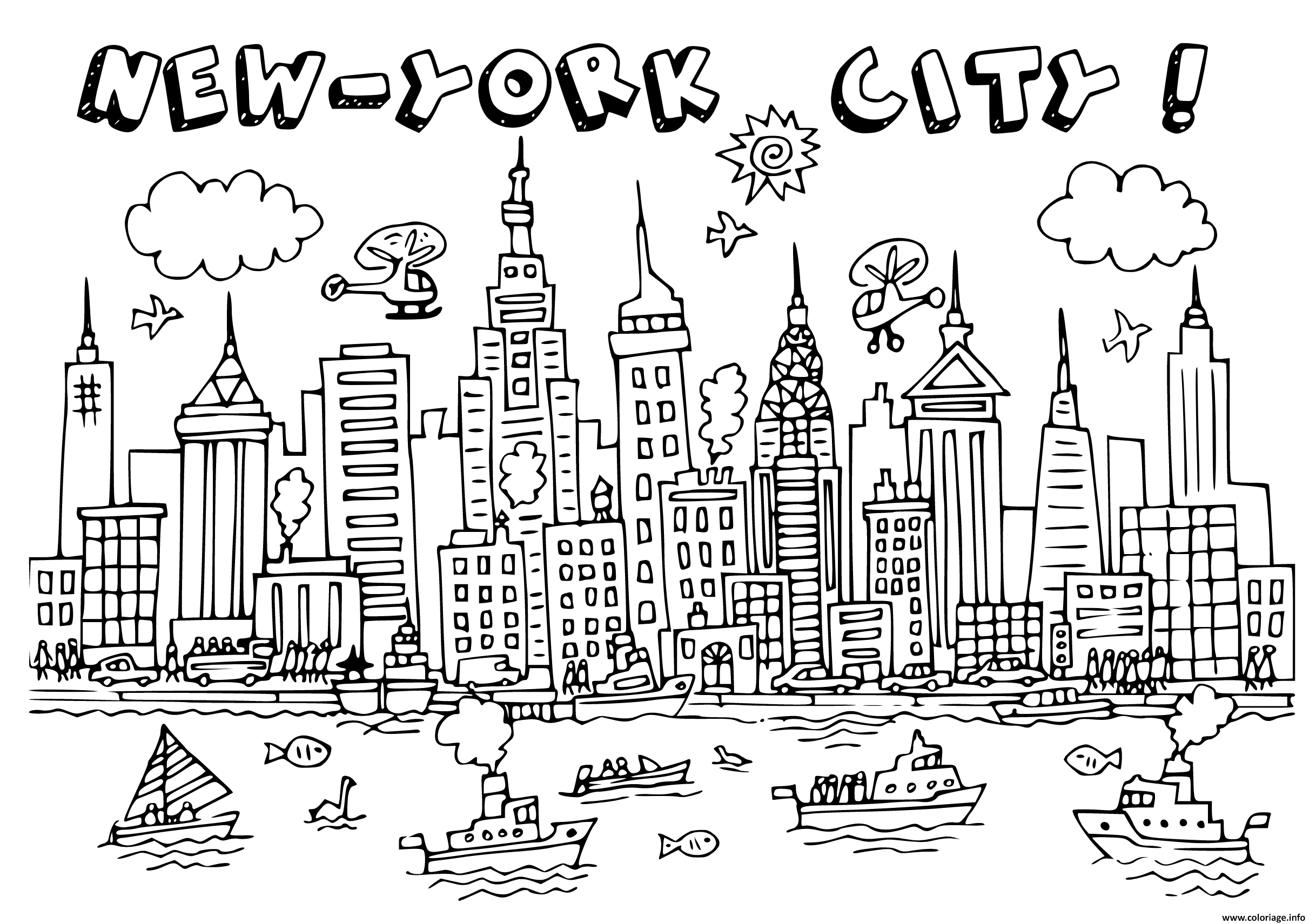 Dessin ville new york city Coloriage Gratuit à Imprimer