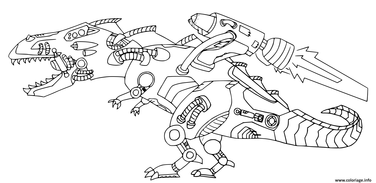 Dessin robot dinosaure avec un missile Coloriage Gratuit à Imprimer