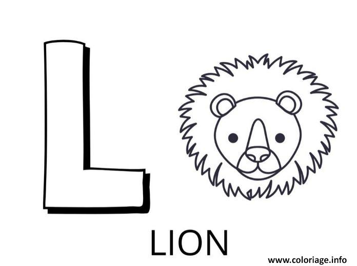 Dessin lettre l comme lion Coloriage Gratuit à Imprimer