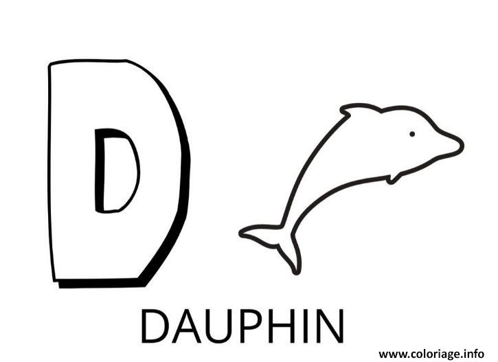 Dessin lettre d comme dauphin Coloriage Gratuit à Imprimer