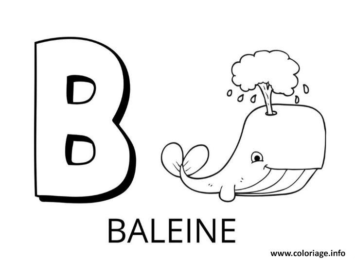 Coloriage Lettre B Comme Baleine Dessin Alphabet Des Animaux A Imprimer