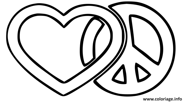 Dessin logo paix et amour peace and love Coloriage Gratuit à Imprimer