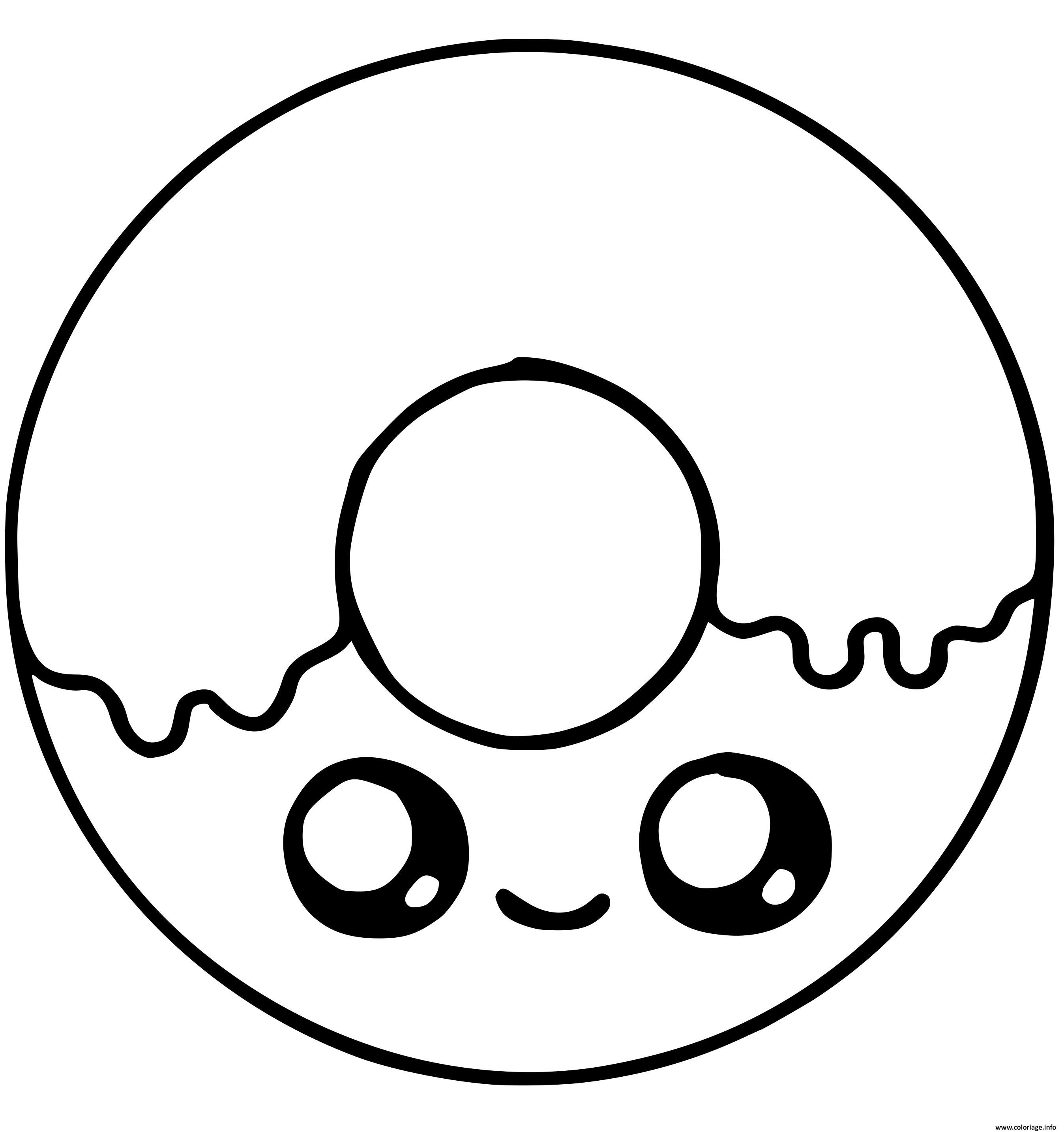 Coloriage Cute Donut Sucre Kawaii Dessin Kawaii Imprimer