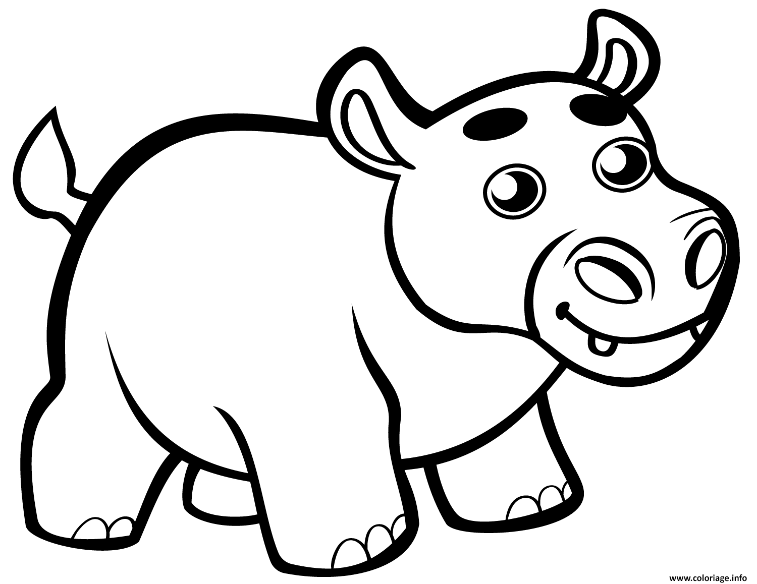 Dessin bebe hippopotame mignon Coloriage Gratuit à Imprimer