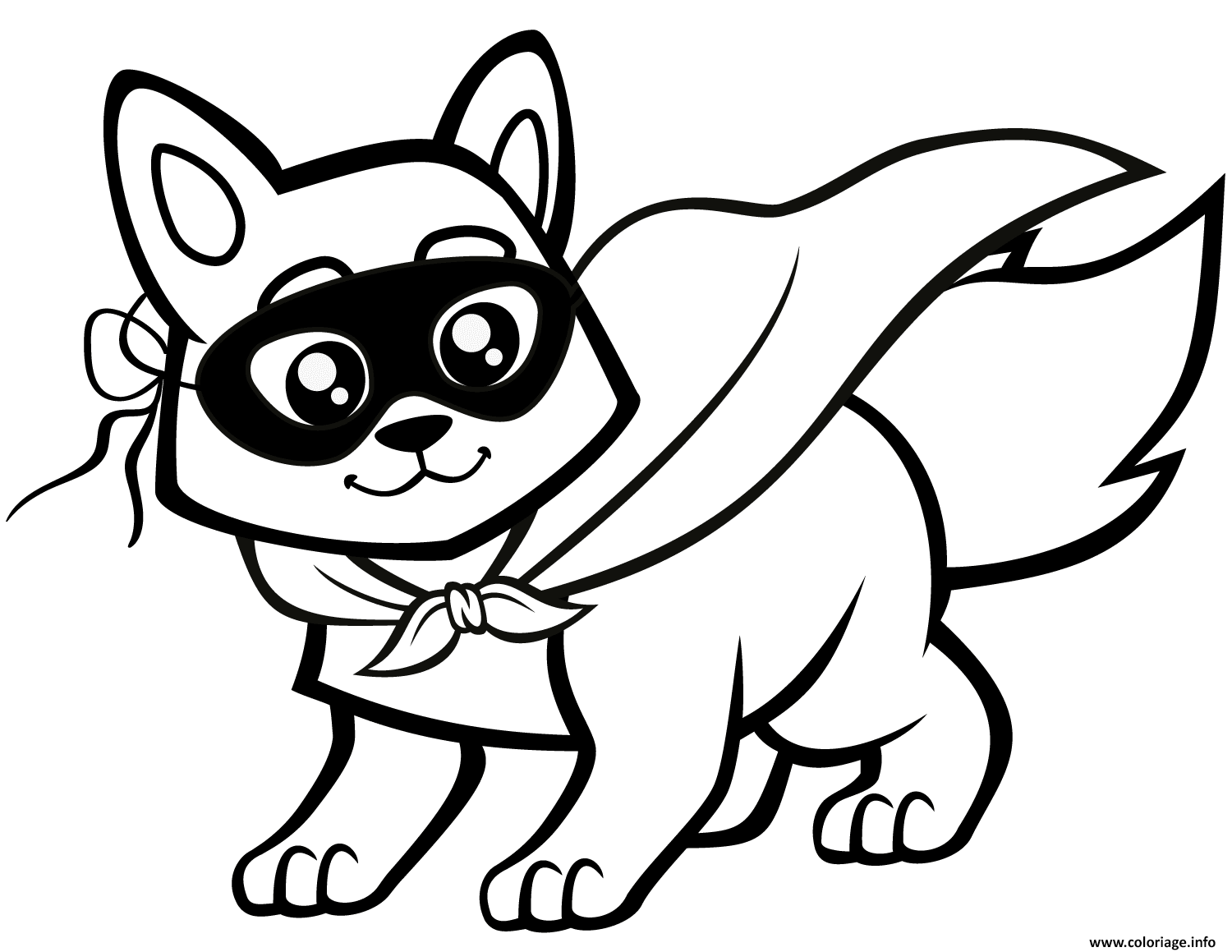 Coloriage Bebe Renard Avec Un Masque Dessin Animaux Mignon A Imprimer