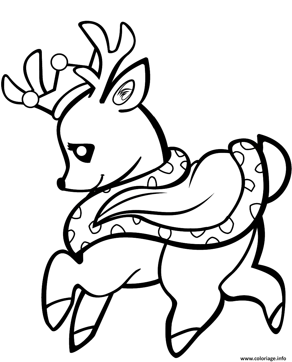 Coloriage bebe cerf dans une couronne - JeColorie.com