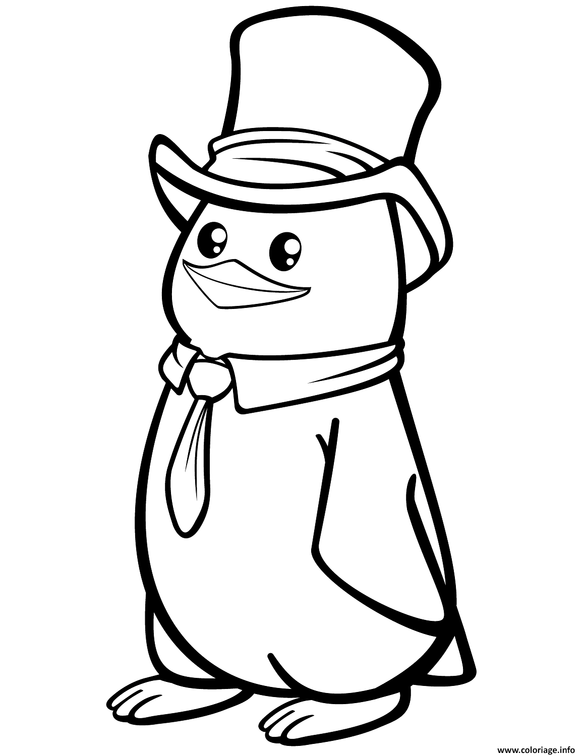 coloriage pungouin polaire avec une tenue chic dessin animaux mignon a imprimer de chapeaux chimio et turban