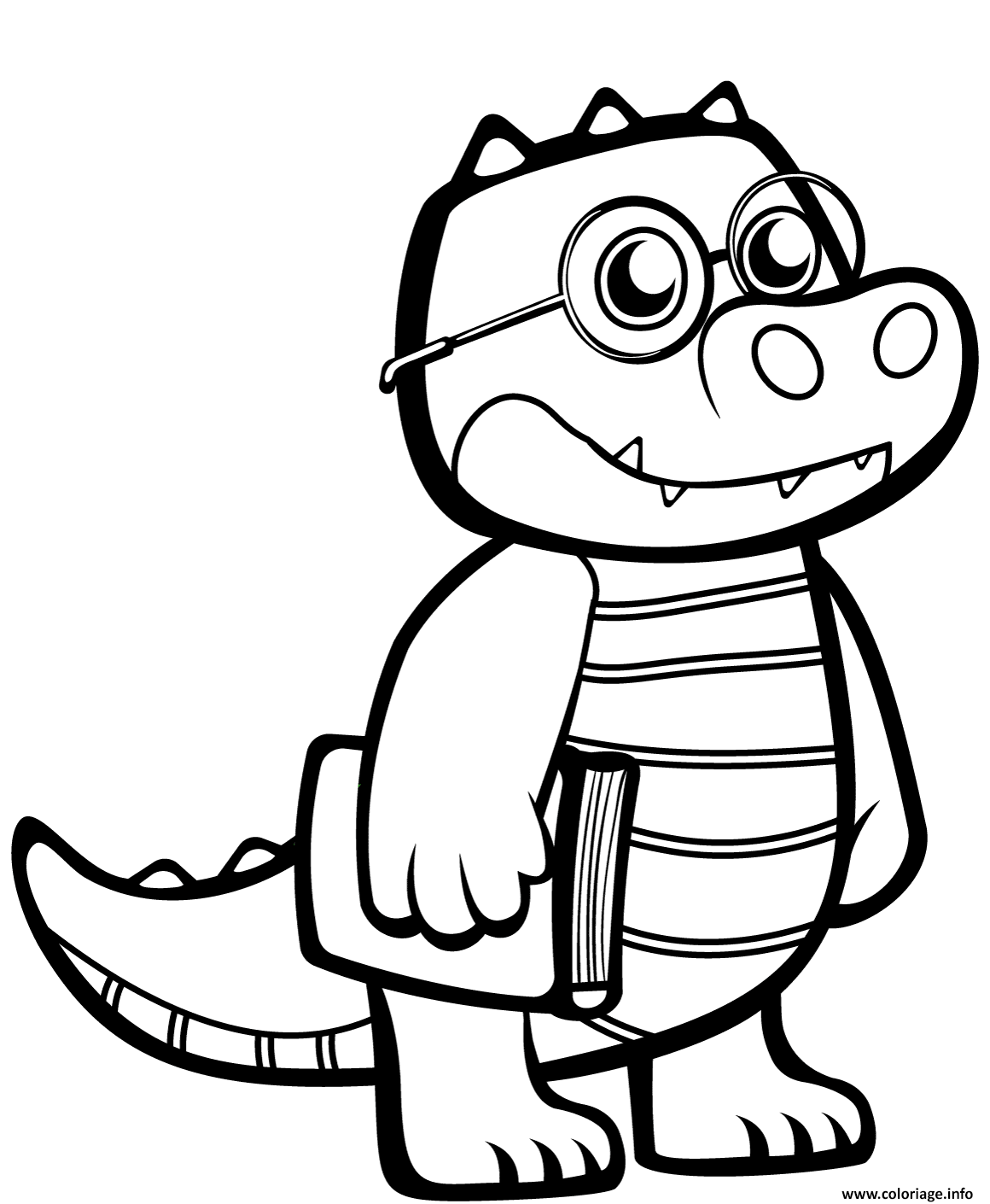 Dessin crocodile avec des lunettes Coloriage Gratuit à Imprimer