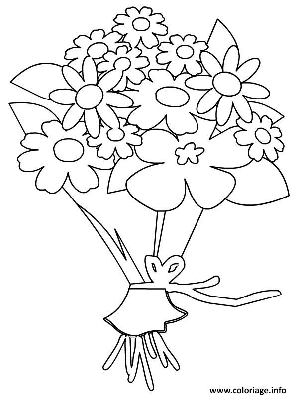 Dessin bouquet de fleurs facile maternelle Coloriage Gratuit à Imprimer