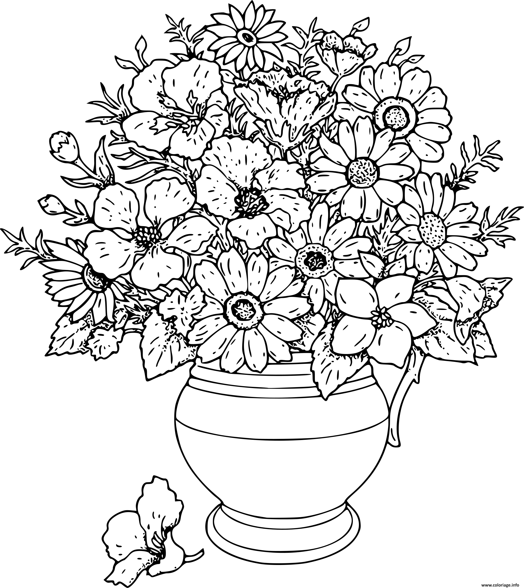  Coloriage  Bouquet  De Fleurs  Dans Un Vase Dessin Bouquet  De 