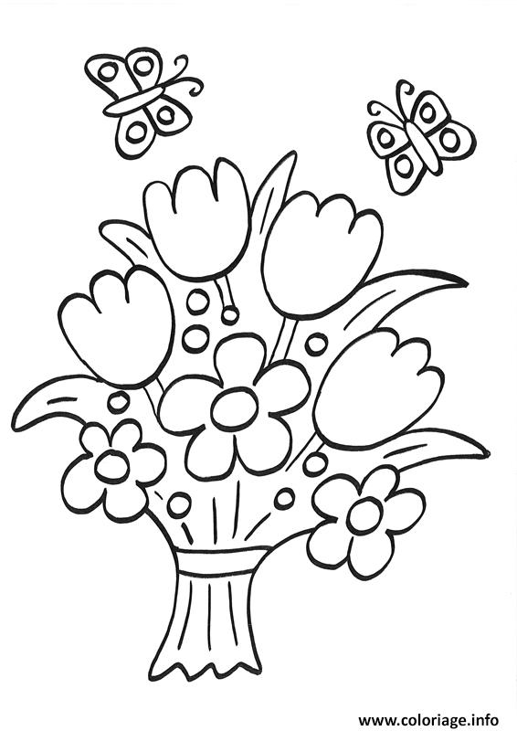 Coloriage Bouquet De Fleurs Au Printemps Maternelle Dessin à Imprimer