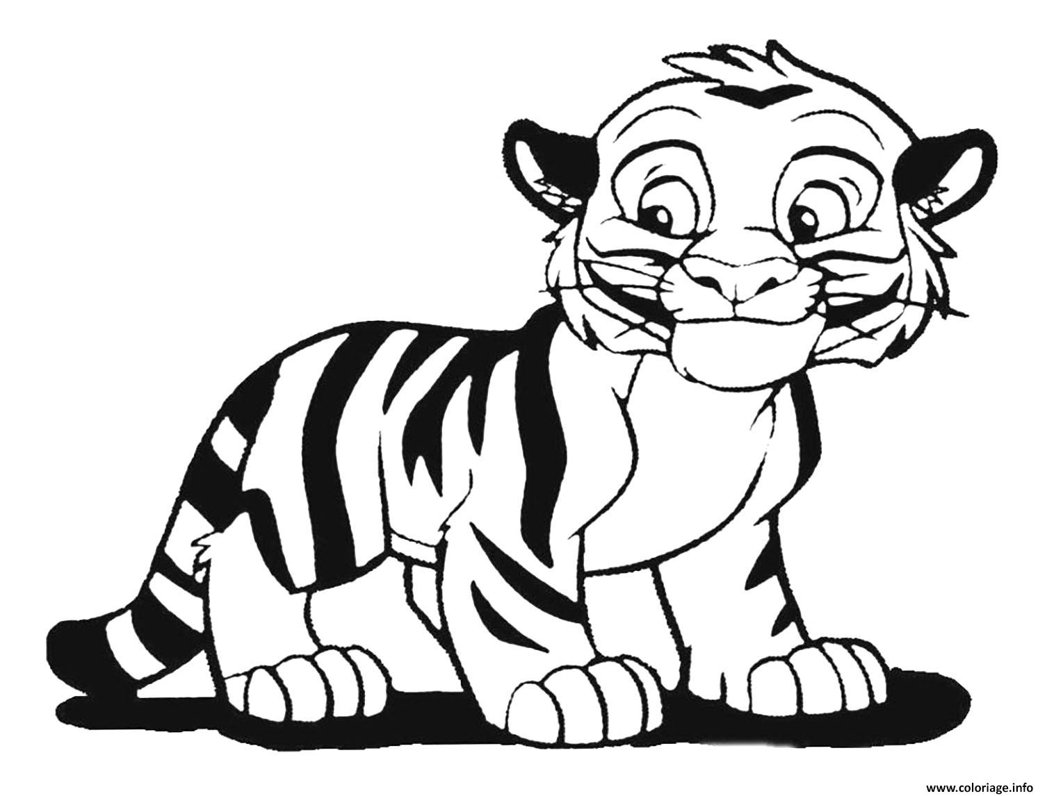 Coloriage Bebe Tigron Heureux Dessin Tigre A Imprimer