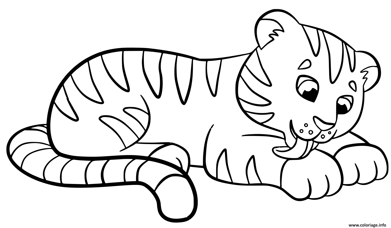 Dessin bebe tigre mignon kawaii Coloriage Gratuit à Imprimer