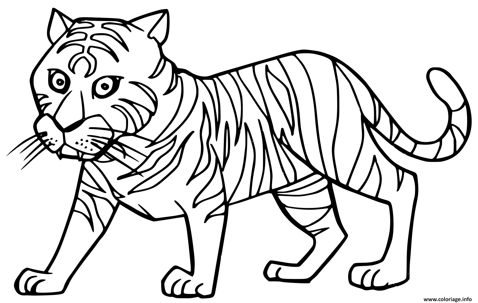 Coloriage Cartoon Cute Tigre Dessin à Imprimer