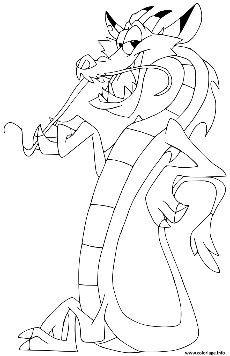 mushu coloring page in pdf mulan