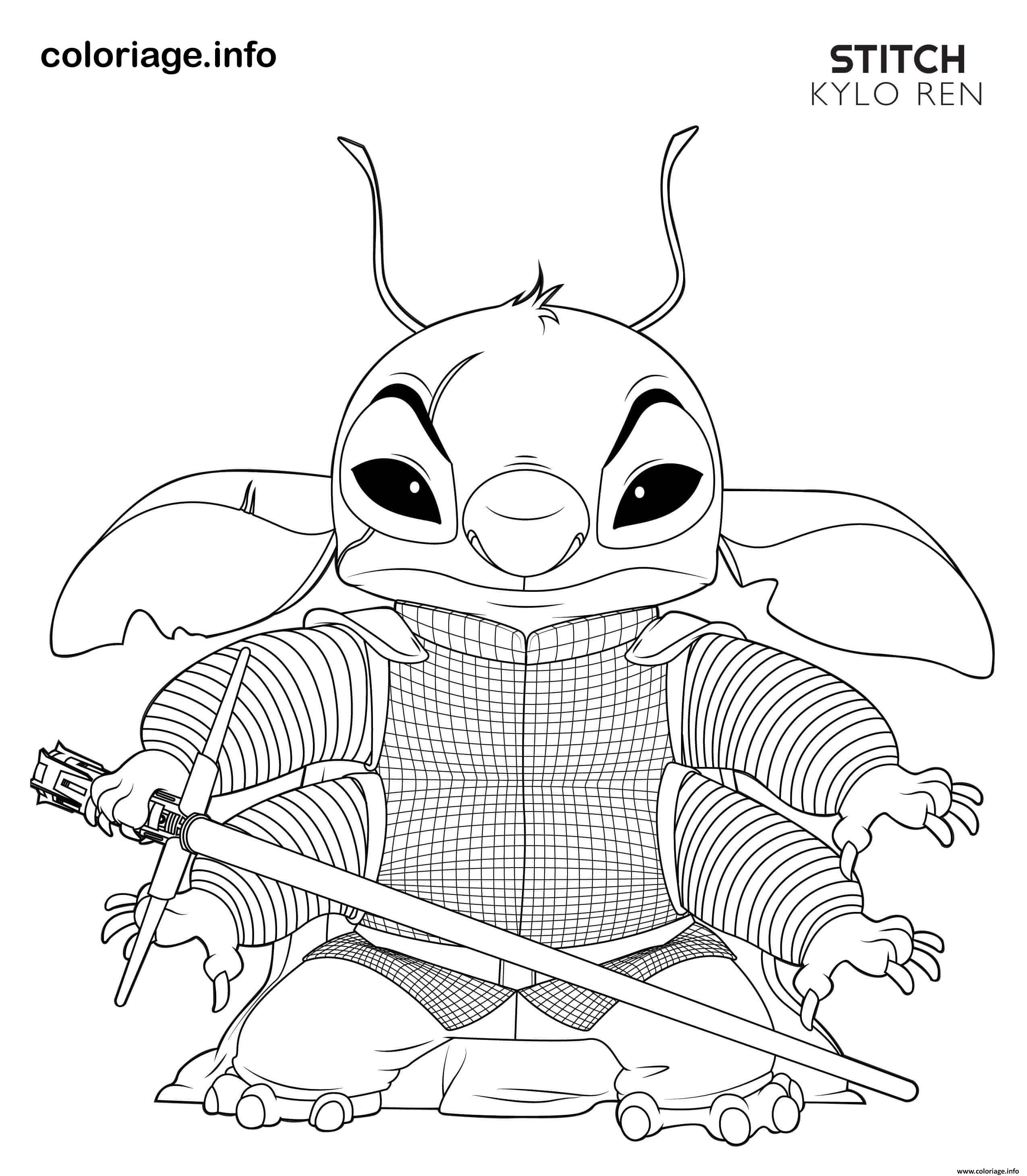 Coloriage Kylo Ren Stitch Disney Star Wars dessin