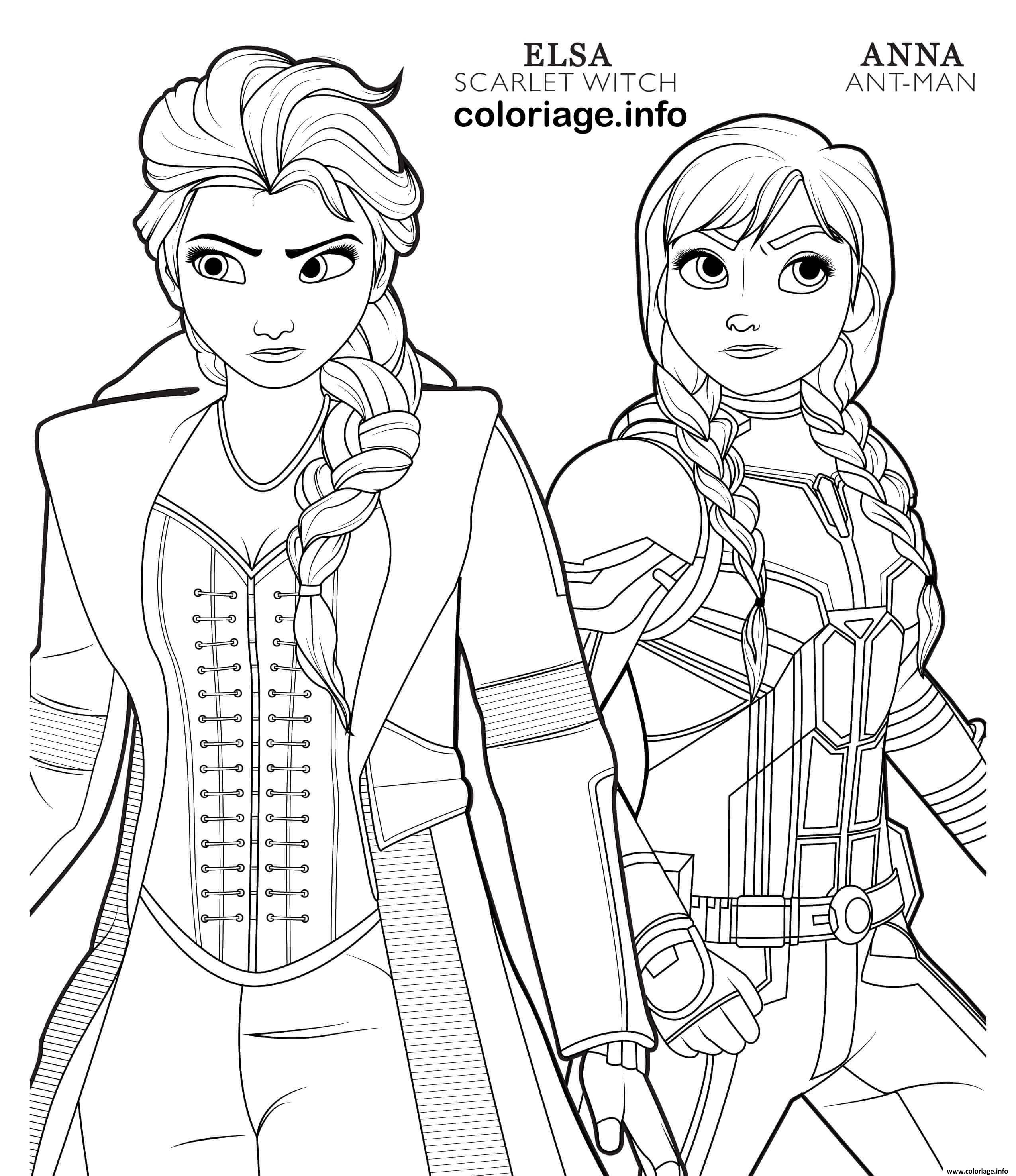 Coloriage Ant Man Anna And Scarlet Witch Elsa Disney ...