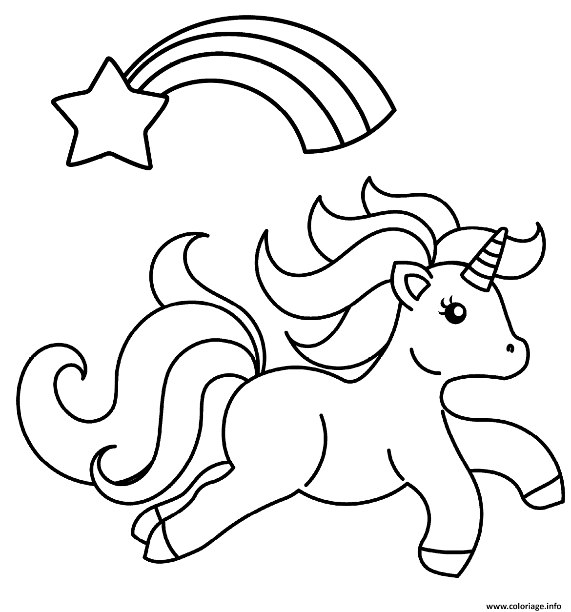  Coloriage  Bebe Licorne  Magique  Avec Un Arc En Ciel Et Une 