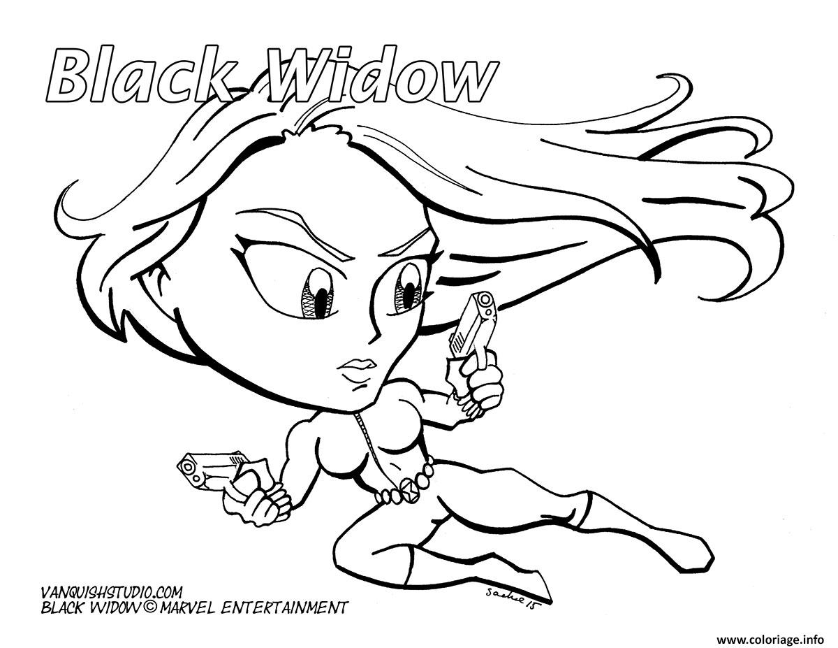 Coloriage Black Widow Fan Draw Dessin à Imprimer