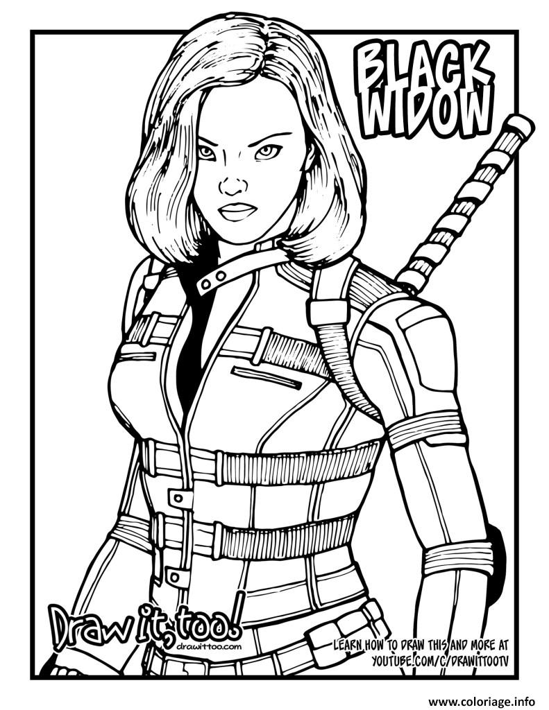 Dessin black widow avengers draw it Coloriage Gratuit à Imprimer