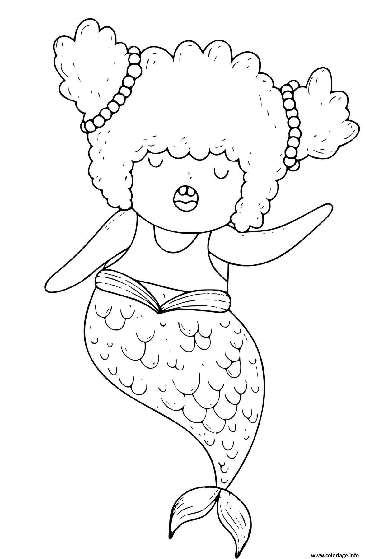 Dessin Sirene chantante Coloriage Gratuit à Imprimer