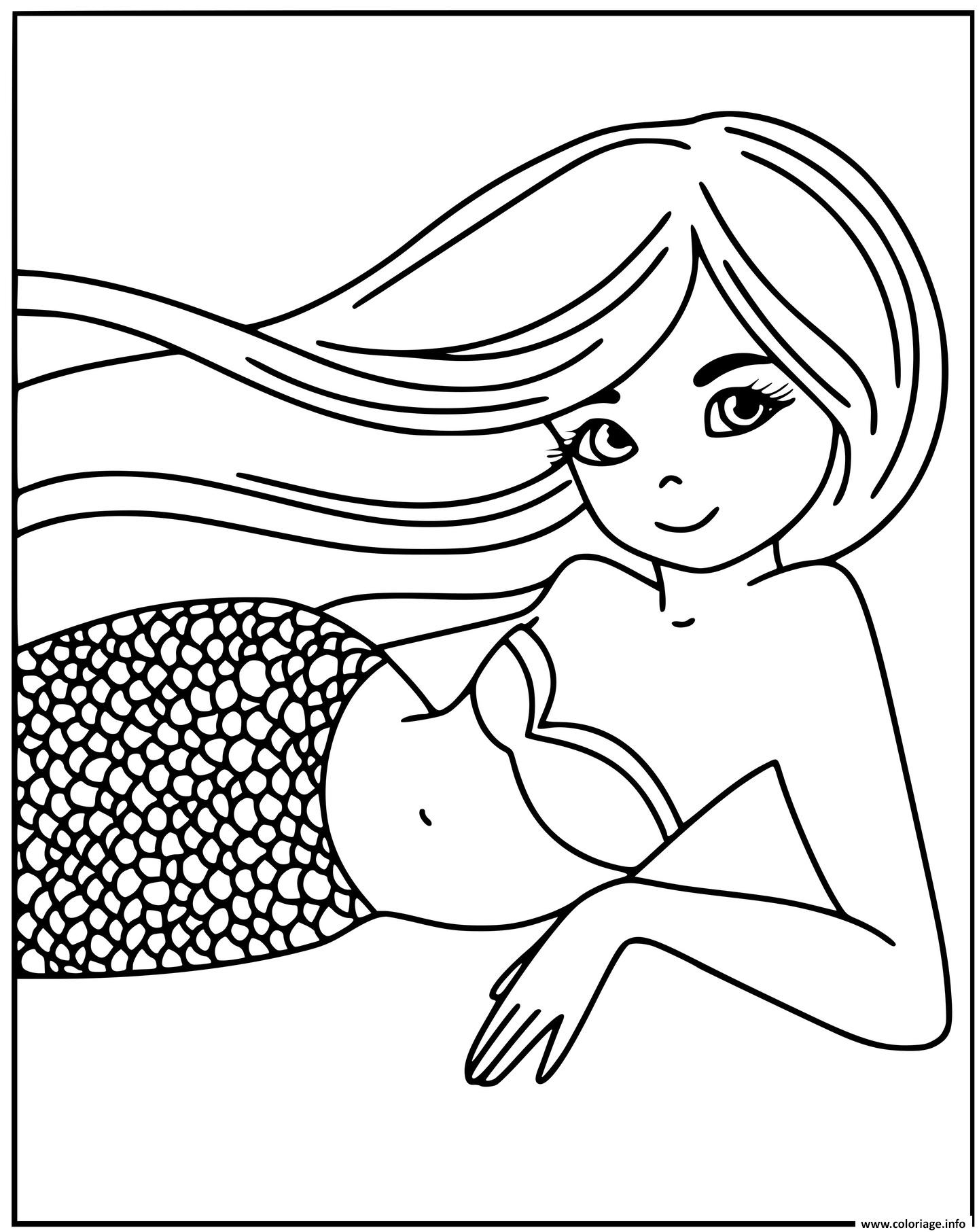 Dessin kind mermaid smiling barbie Coloriage Gratuit à Imprimer