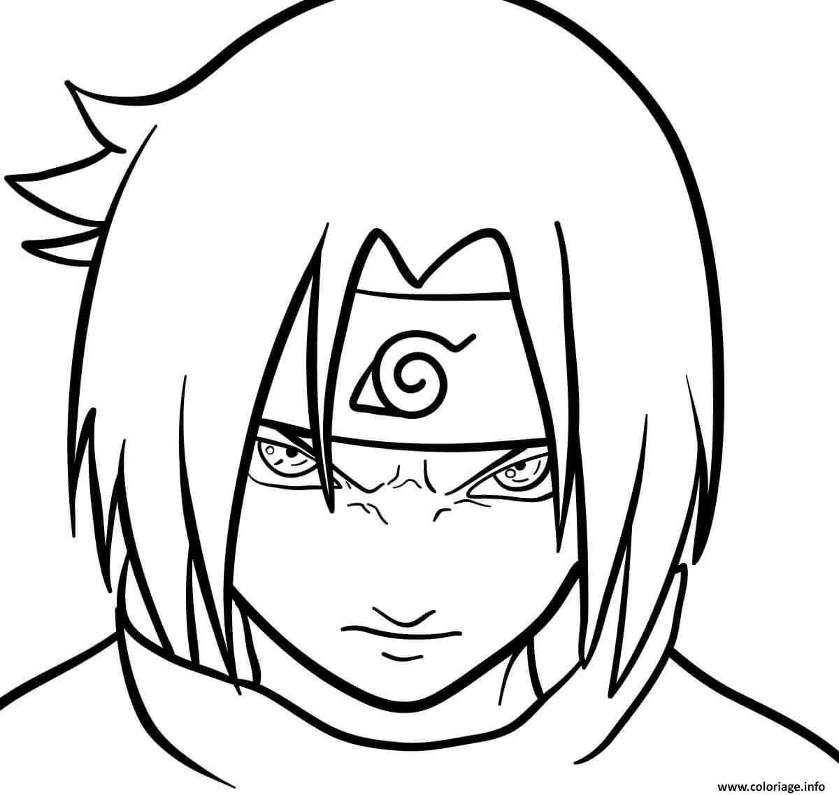 Coloriage Sasuke S Face Dessin Naruto à Imprimer
