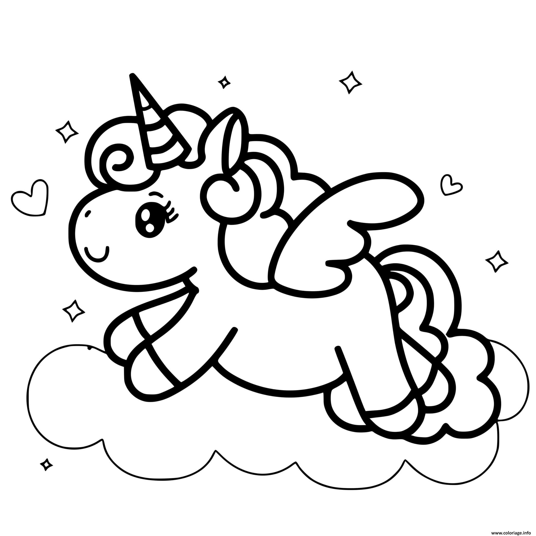 Coloriage licorne nuage magique avec de magnifique yeux  JeColorie.com