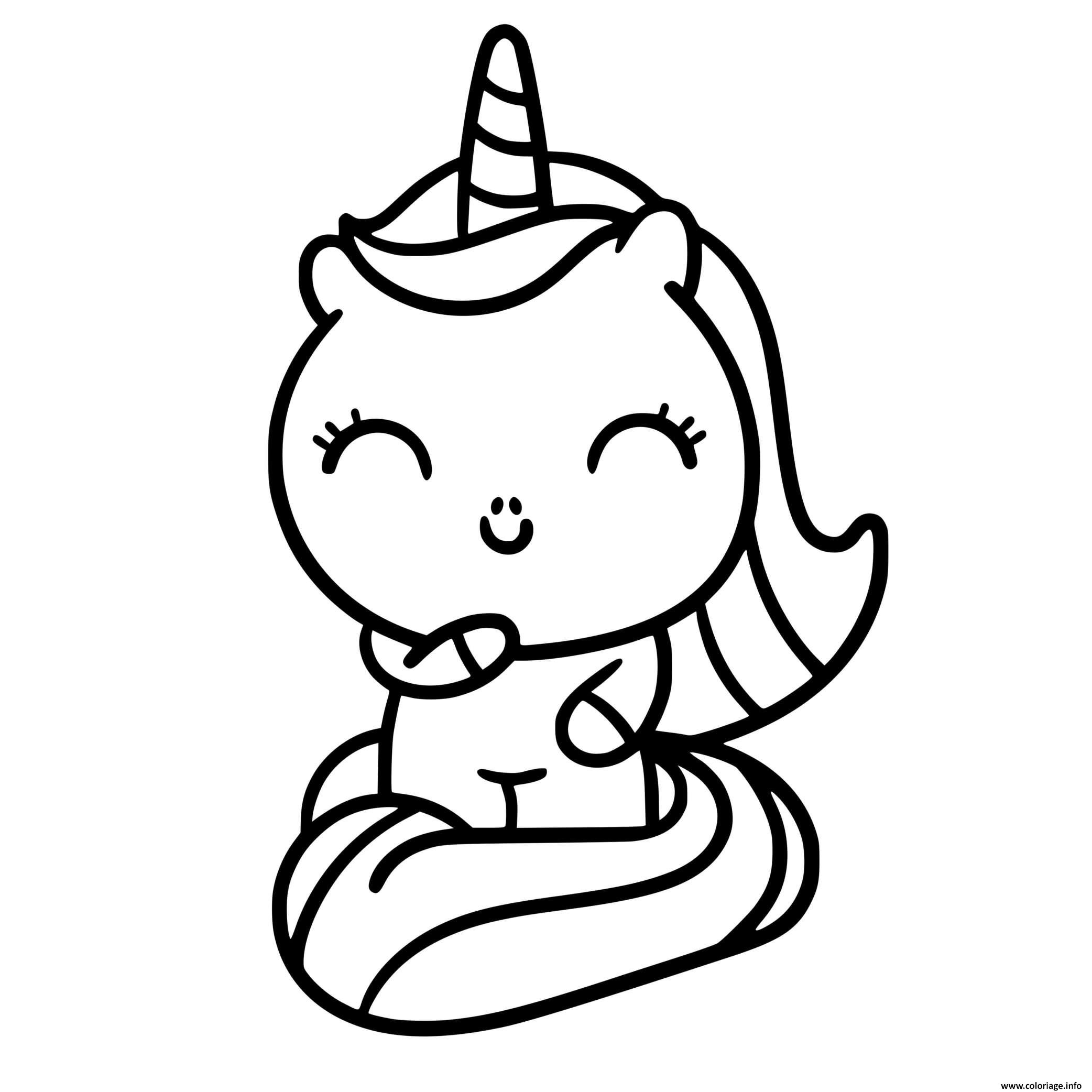 Coloriage bebe licorne kawaii timide  JeColorie.com