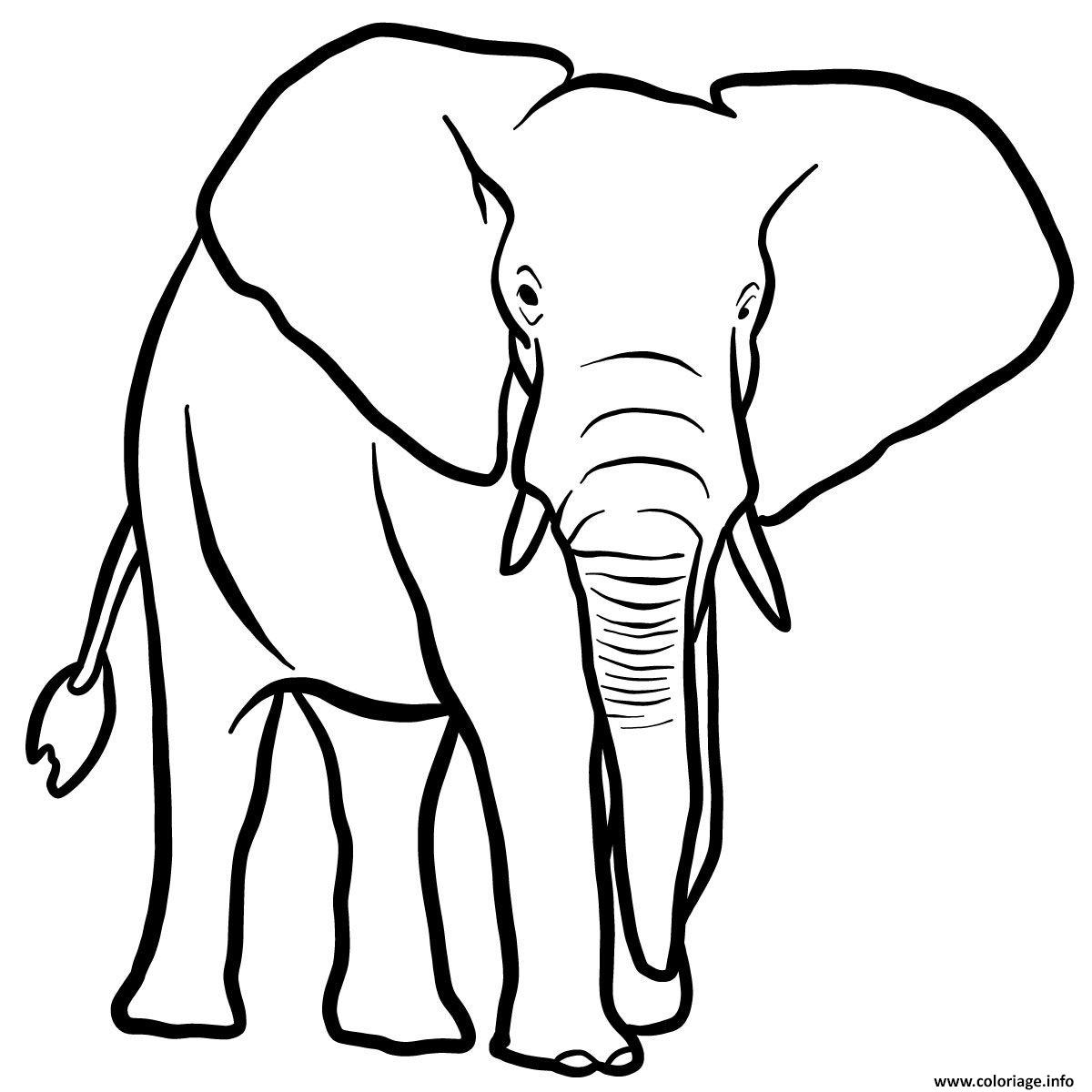 Coloriage Elephant De La Savane Africaine Dessin à Imprimer