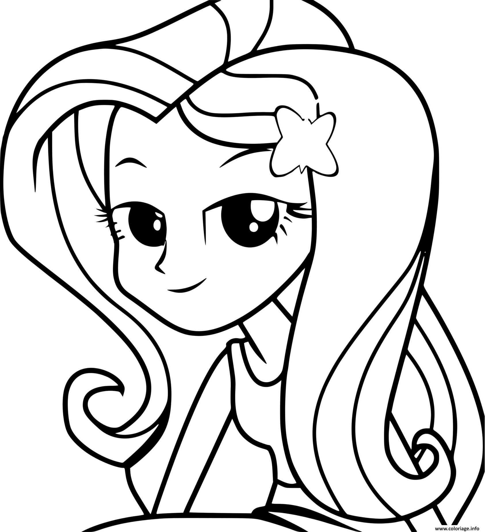 Dessin My Little Pony Equestria Girls Fluttershy cute princess Coloriage Gratuit à Imprimer