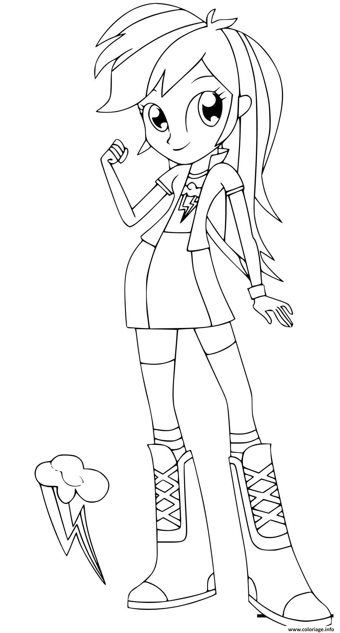 Dessin Equestria Girls Rainbow Dash Coloriage Gratuit à Imprimer