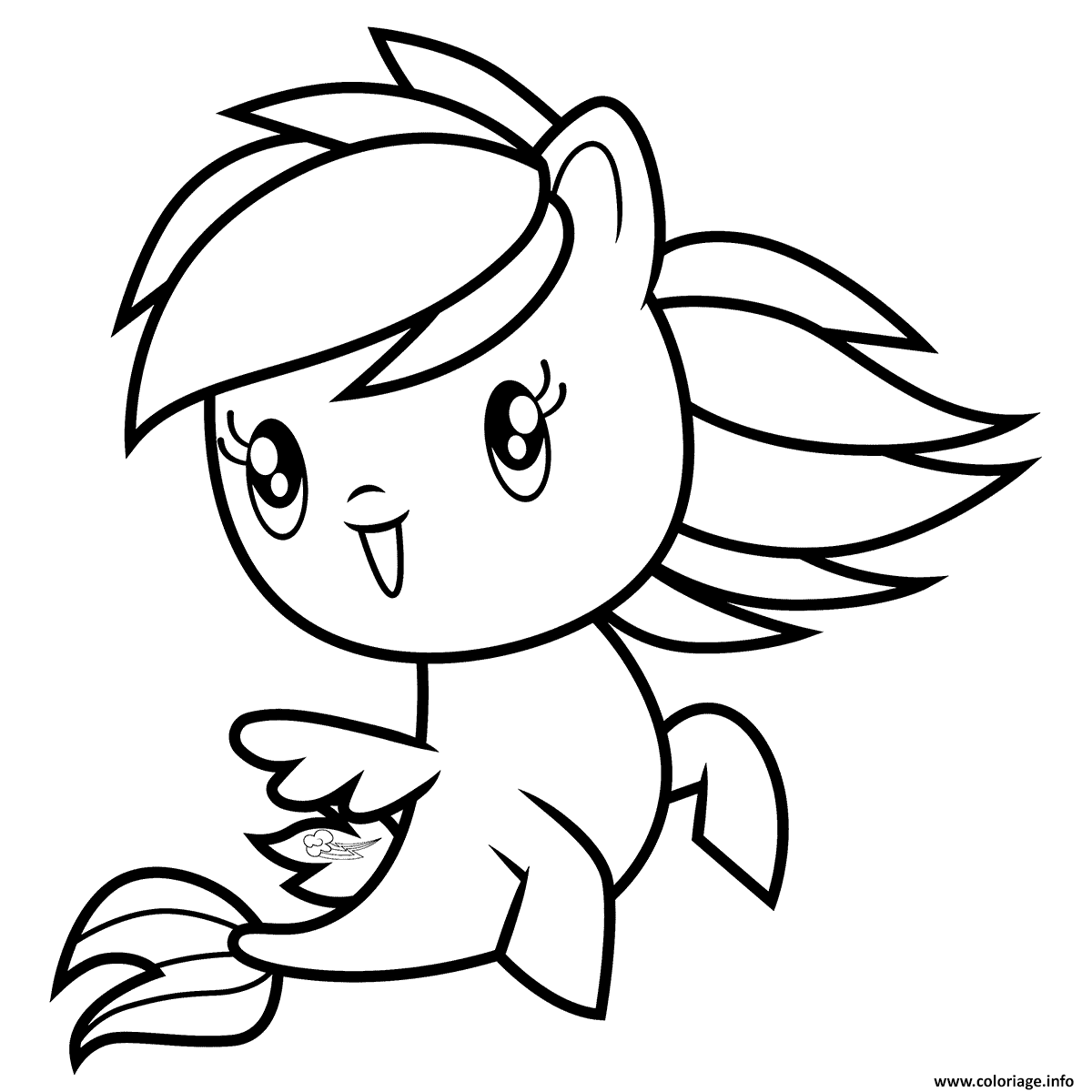 Dessin Sea Pony Rainbow Dash Cutie Coloriage Gratuit à Imprimer