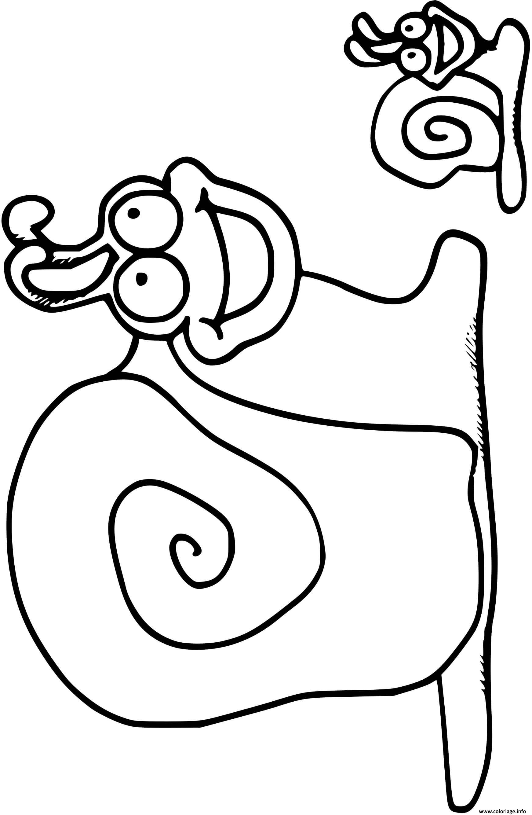 Dessin escargot helix aspersa avec son bebe Coloriage Gratuit à Imprimer