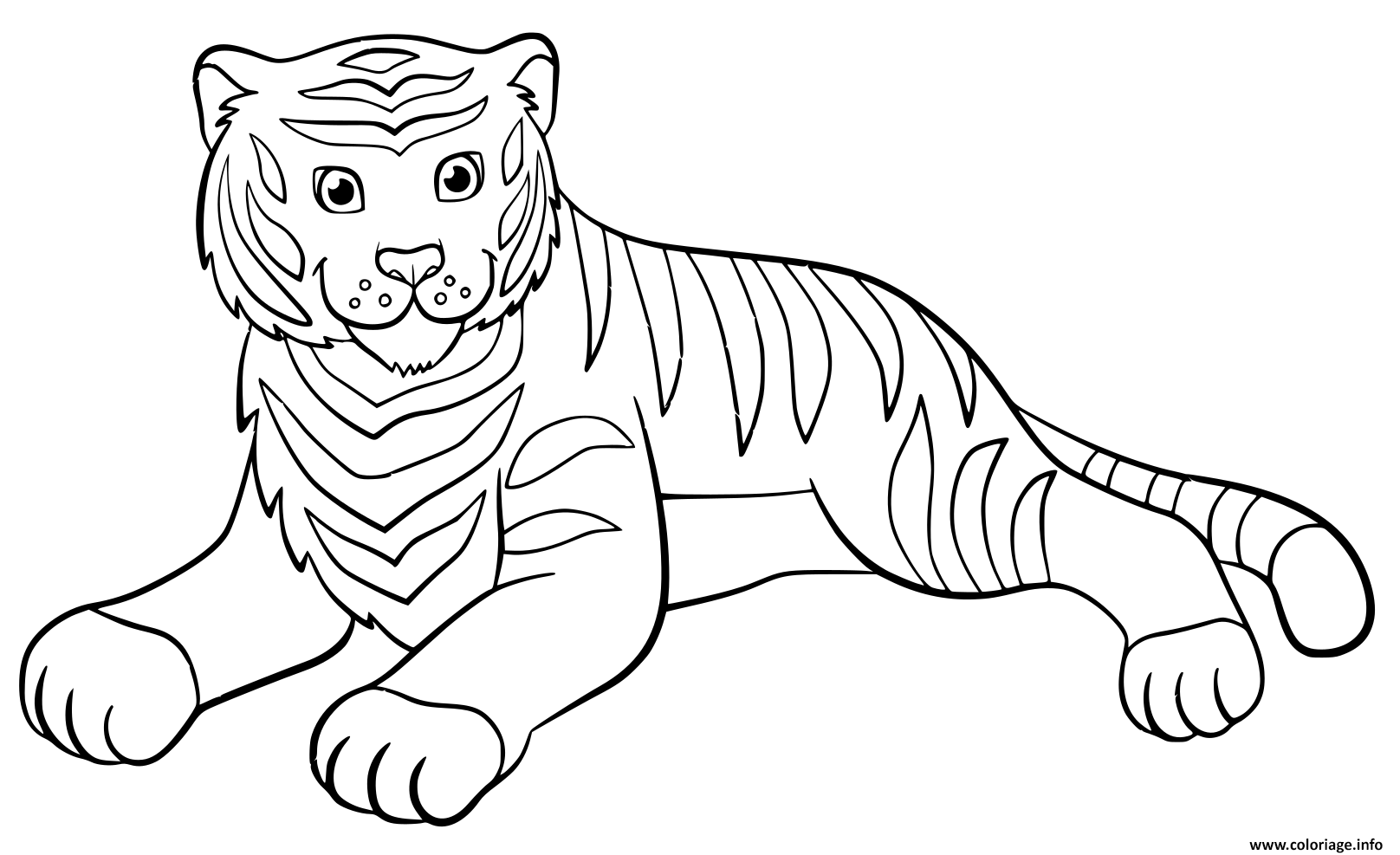 Dessin adorable tigre qui se repose Coloriage Gratuit à Imprimer