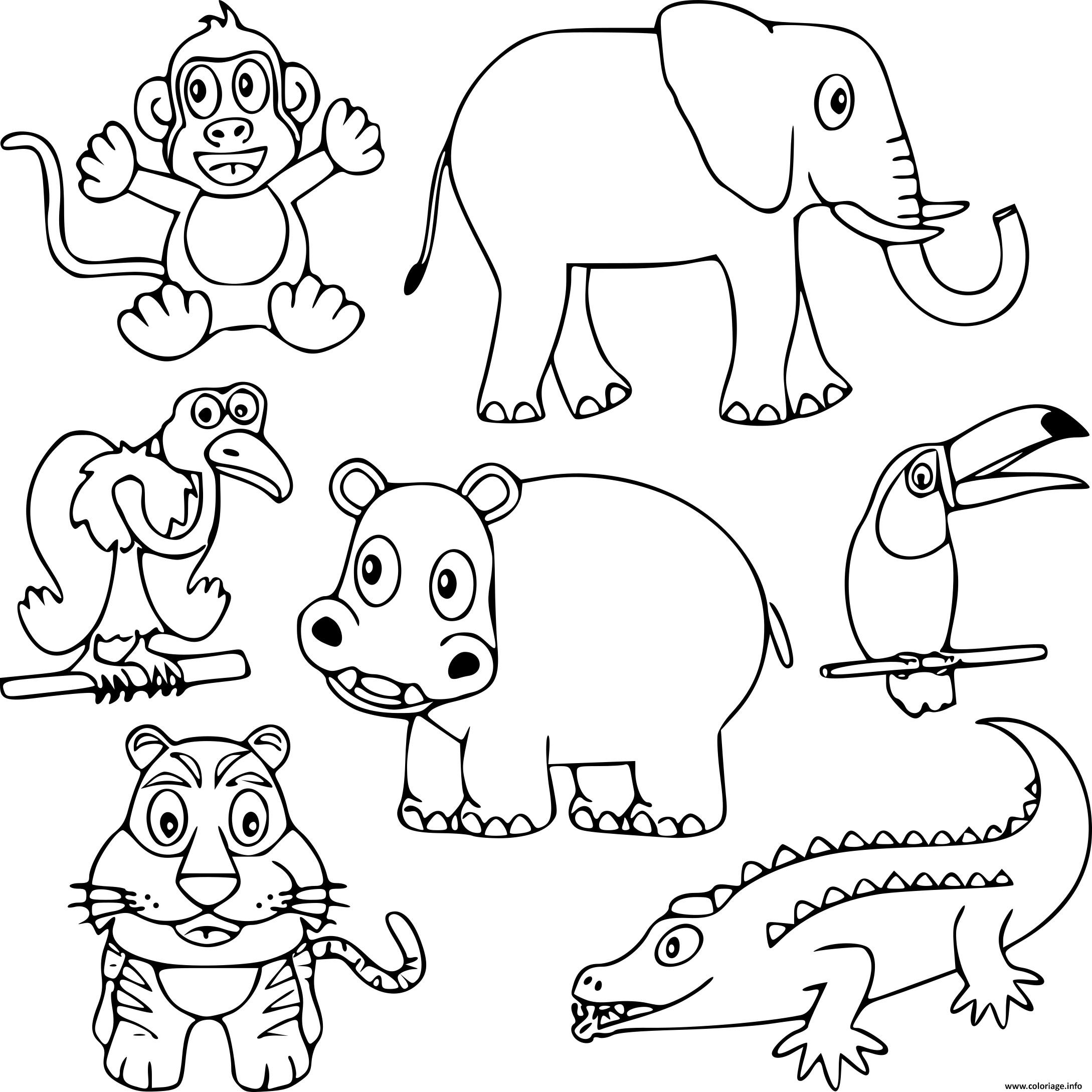 Coloriage Animaux Sauvages Mignons Pour Enfants Dessin Animaux De La