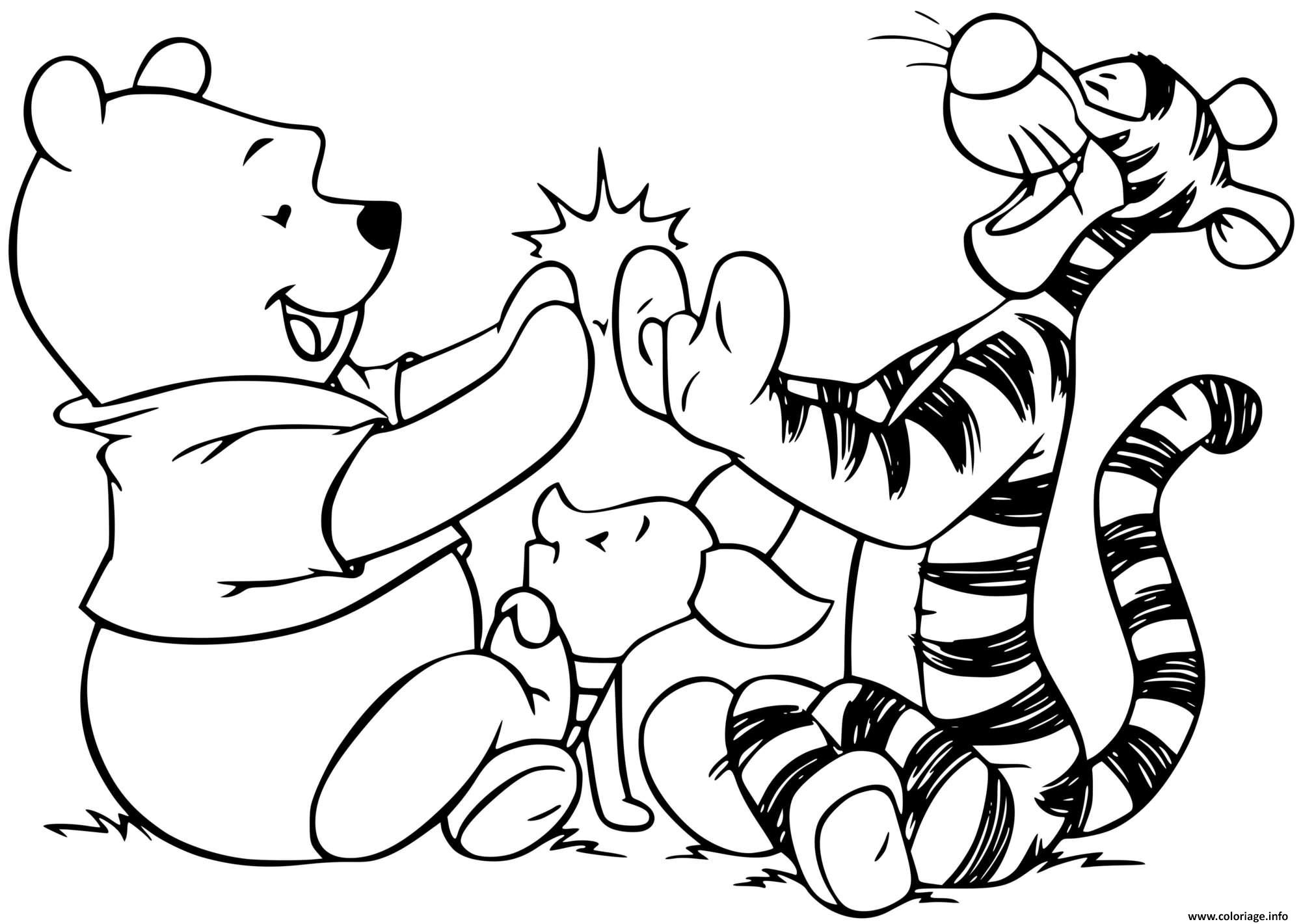 Dessin tigre fou Tigger Too joue avec Winnie Coloriage Gratuit à Imprimer