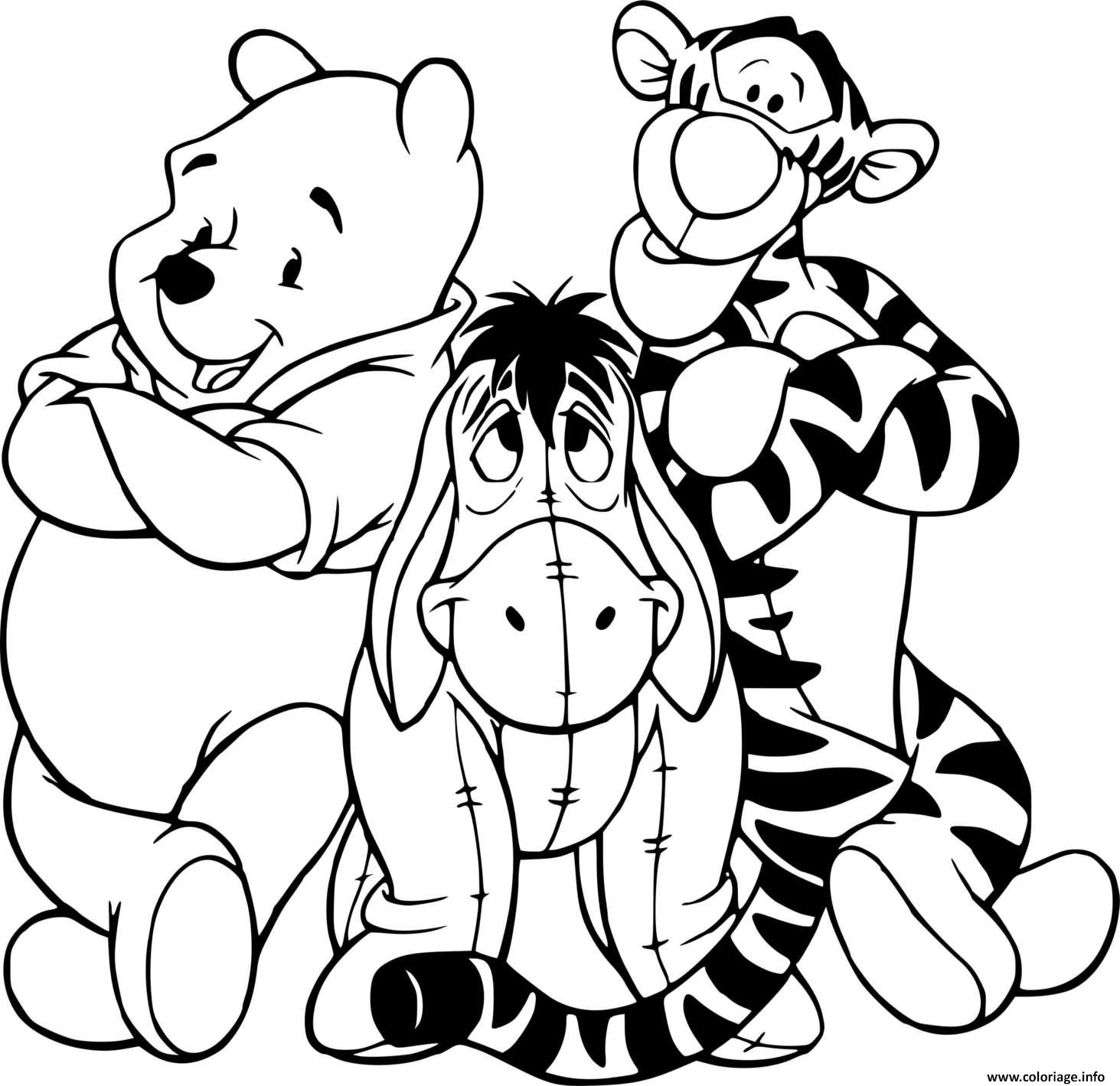 Dessin les 3 amigos winnie tigrou bouriquet Coloriage Gratuit à Imprimer