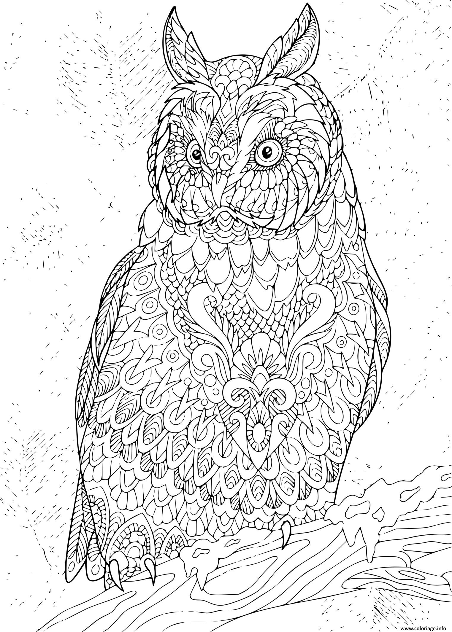 Dessin zentangle eagle owl Coloriage Gratuit à Imprimer