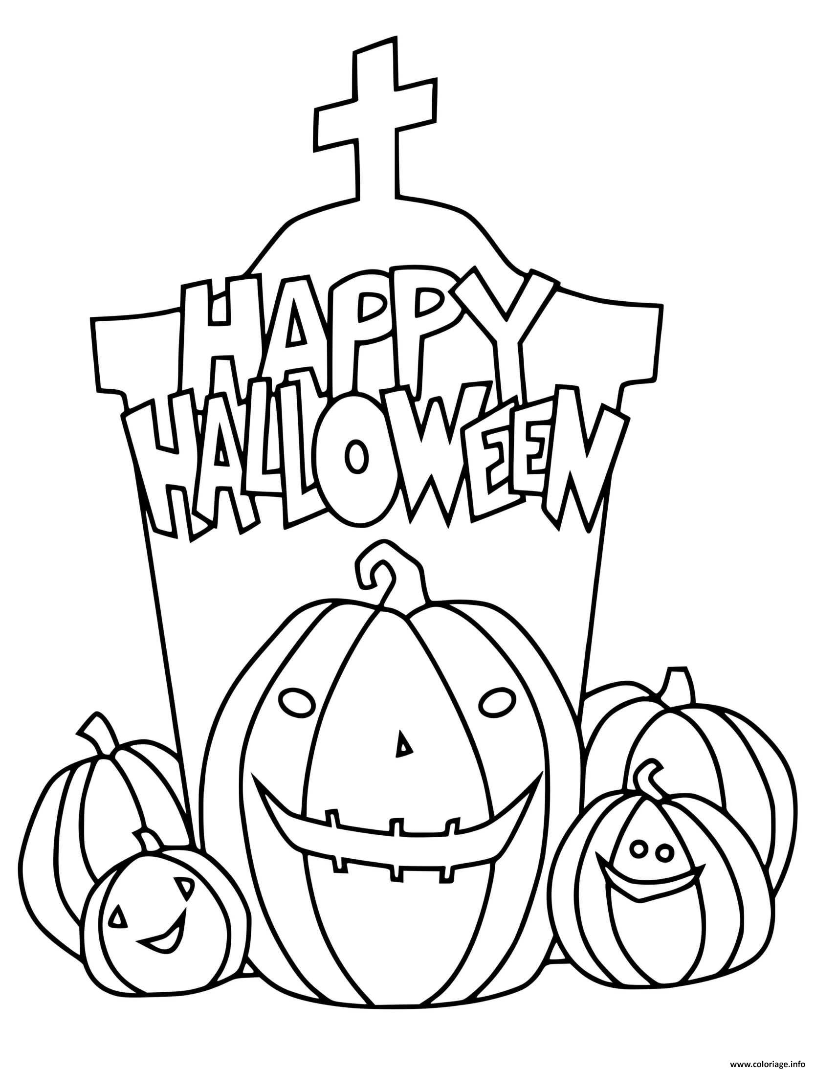 Coloriage Joyeuse Halloween Citrouilles 2021 Dessin Halloween à imprimer
