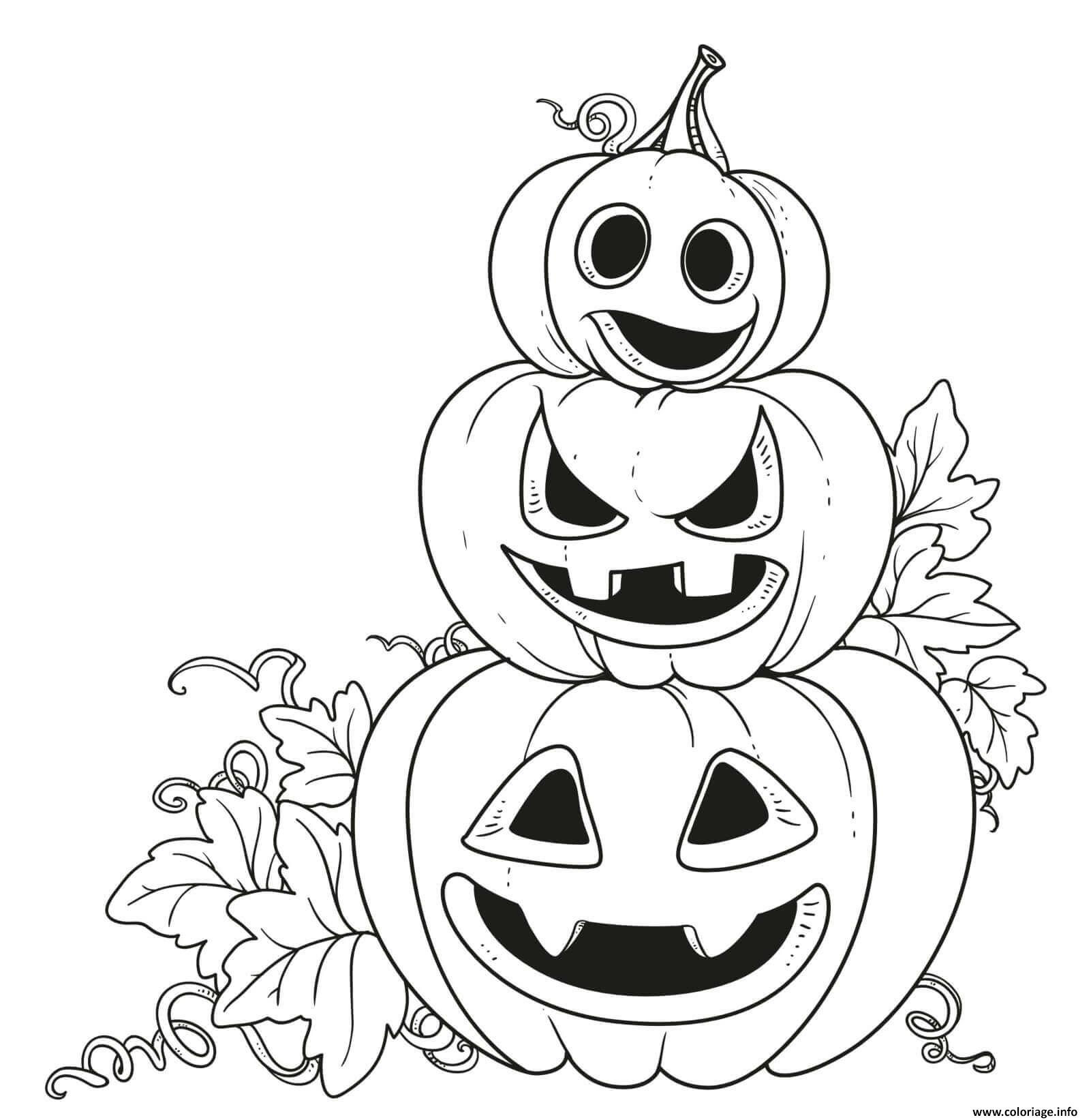 Coloriage Trois Citrouilles Emotions Diverses Halloween Dessin
