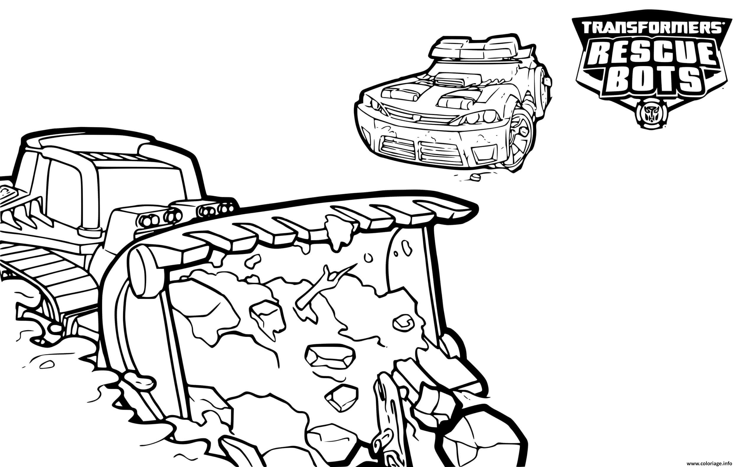 Dessin Transformers Rescue Bots Boulder and Chase Working Coloriage Gratuit à Imprimer