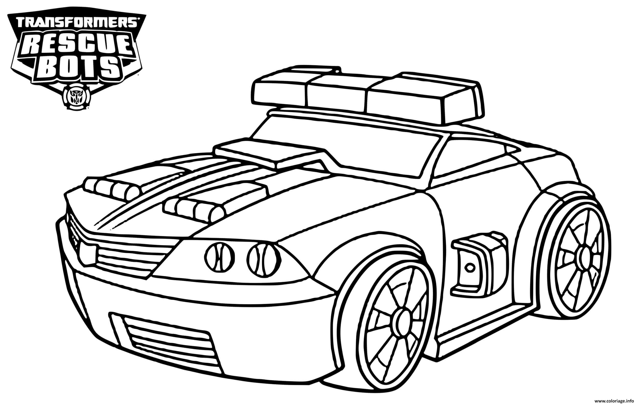 Dessin Transformers Rescue Bots The Police Bot Chase Coloriage Gratuit à Imprimer