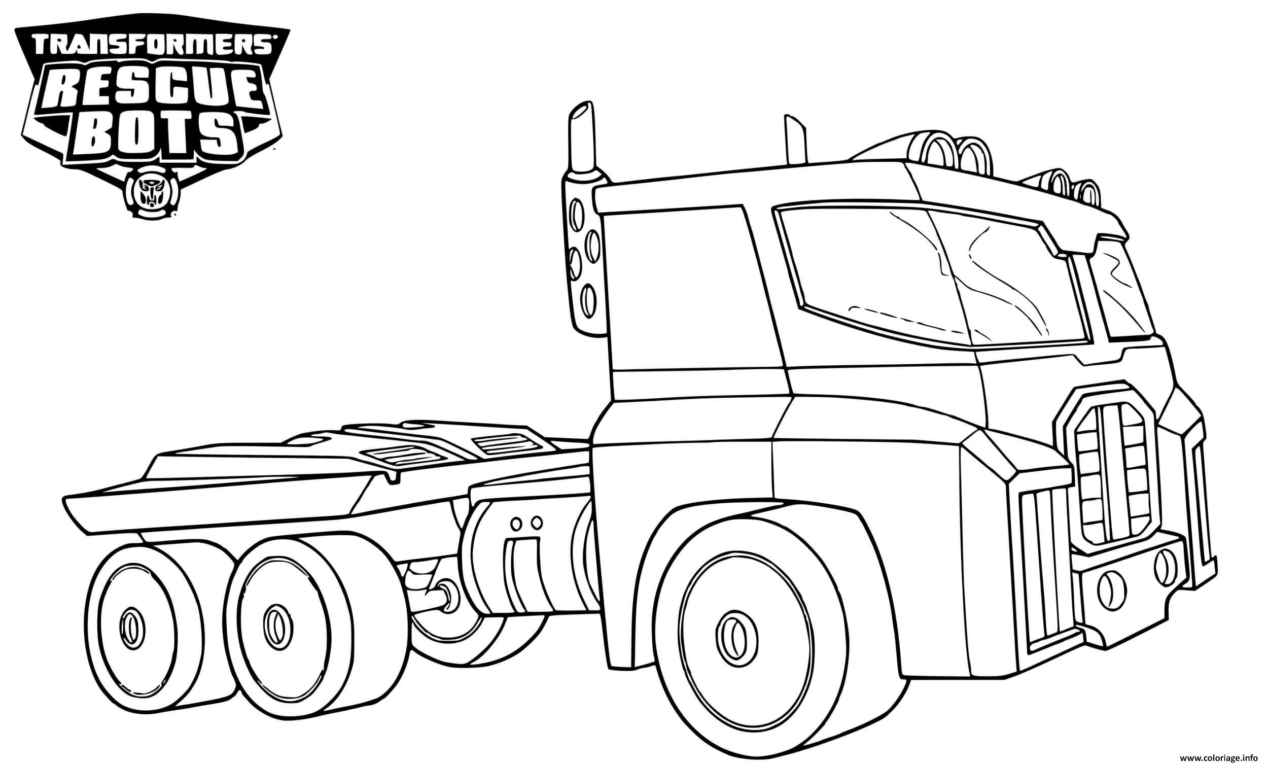 Dessin Transformers Rescue Bots Optimus Prime Coloriage Gratuit à Imprimer