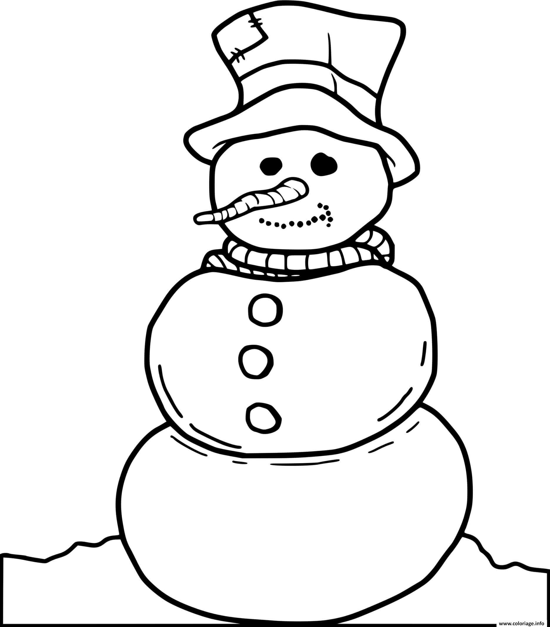 Dessin bonhomme de neige sans bras Coloriage Gratuit à Imprimer