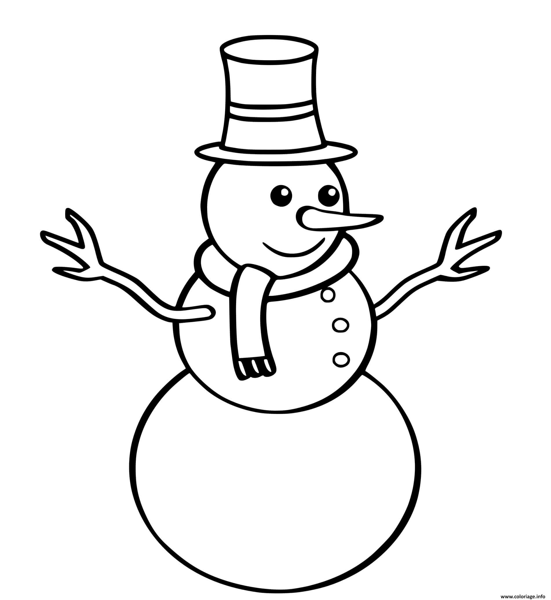 Dessin bonhomme de neige facile pour maternelle Coloriage Gratuit à Imprimer