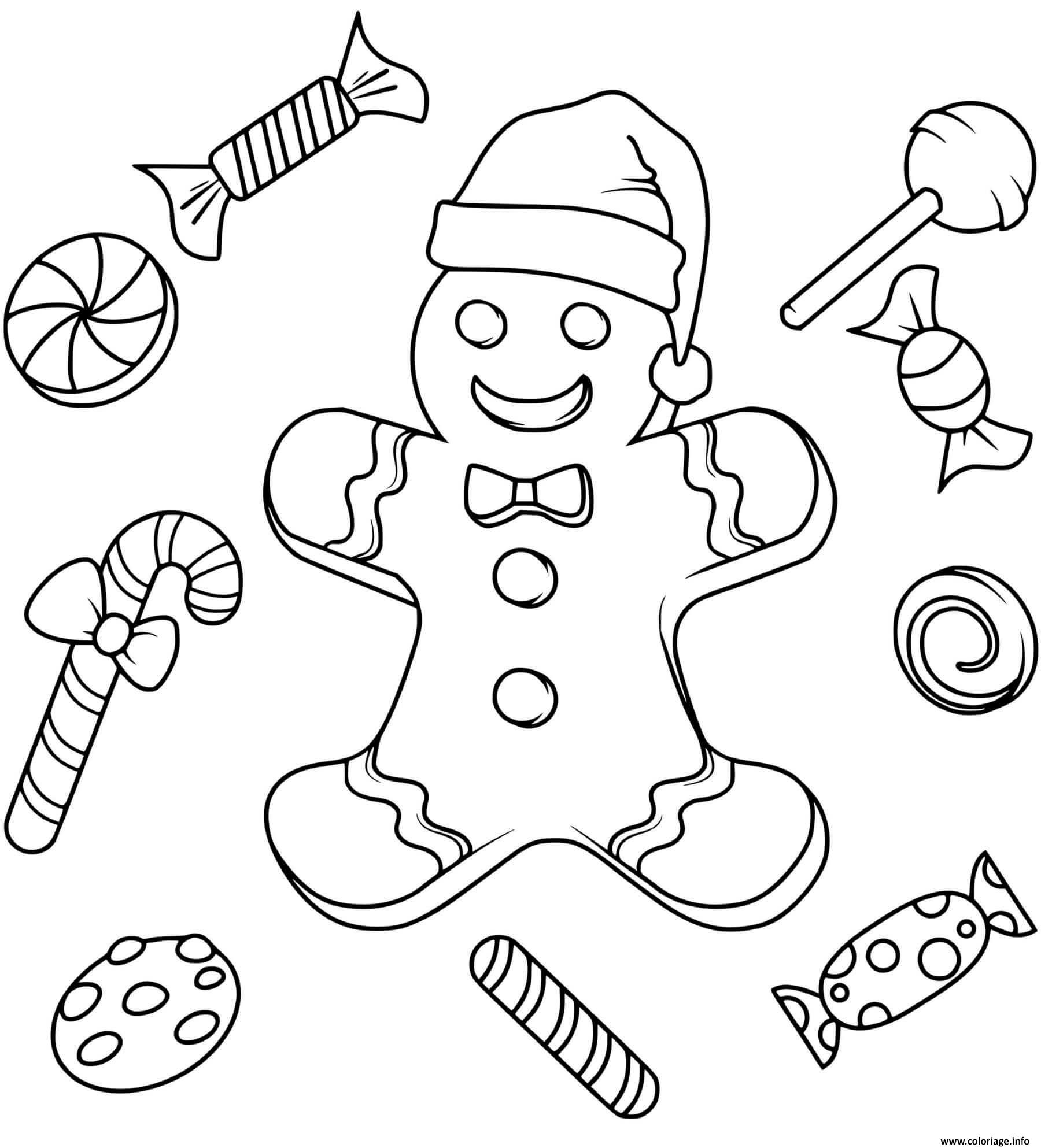 Dessin monsieur biscuit noel Coloriage Gratuit à Imprimer