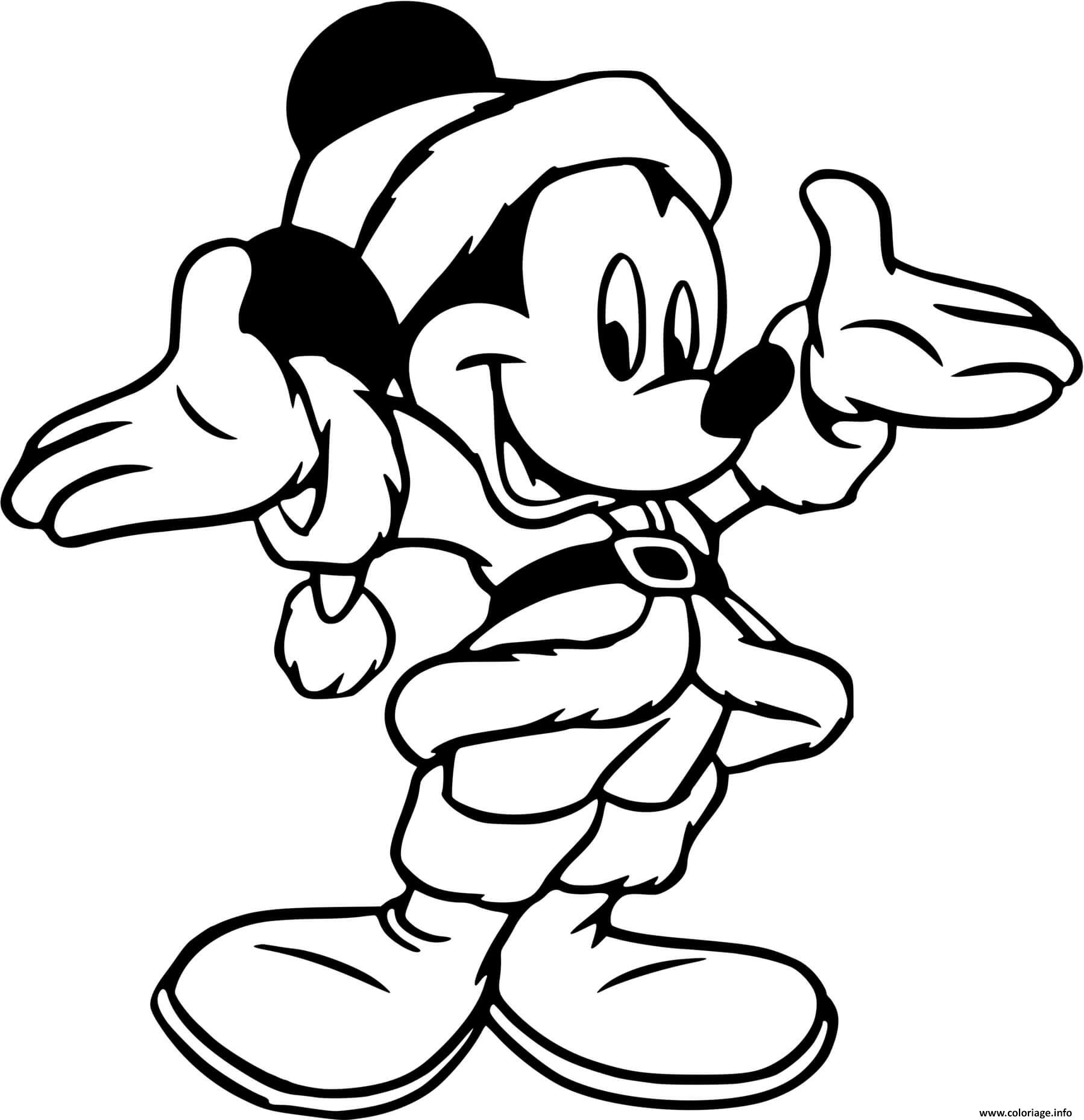 Dessin Mickey Mouse as a cute Santa Claus Coloriage Gratuit à Imprimer