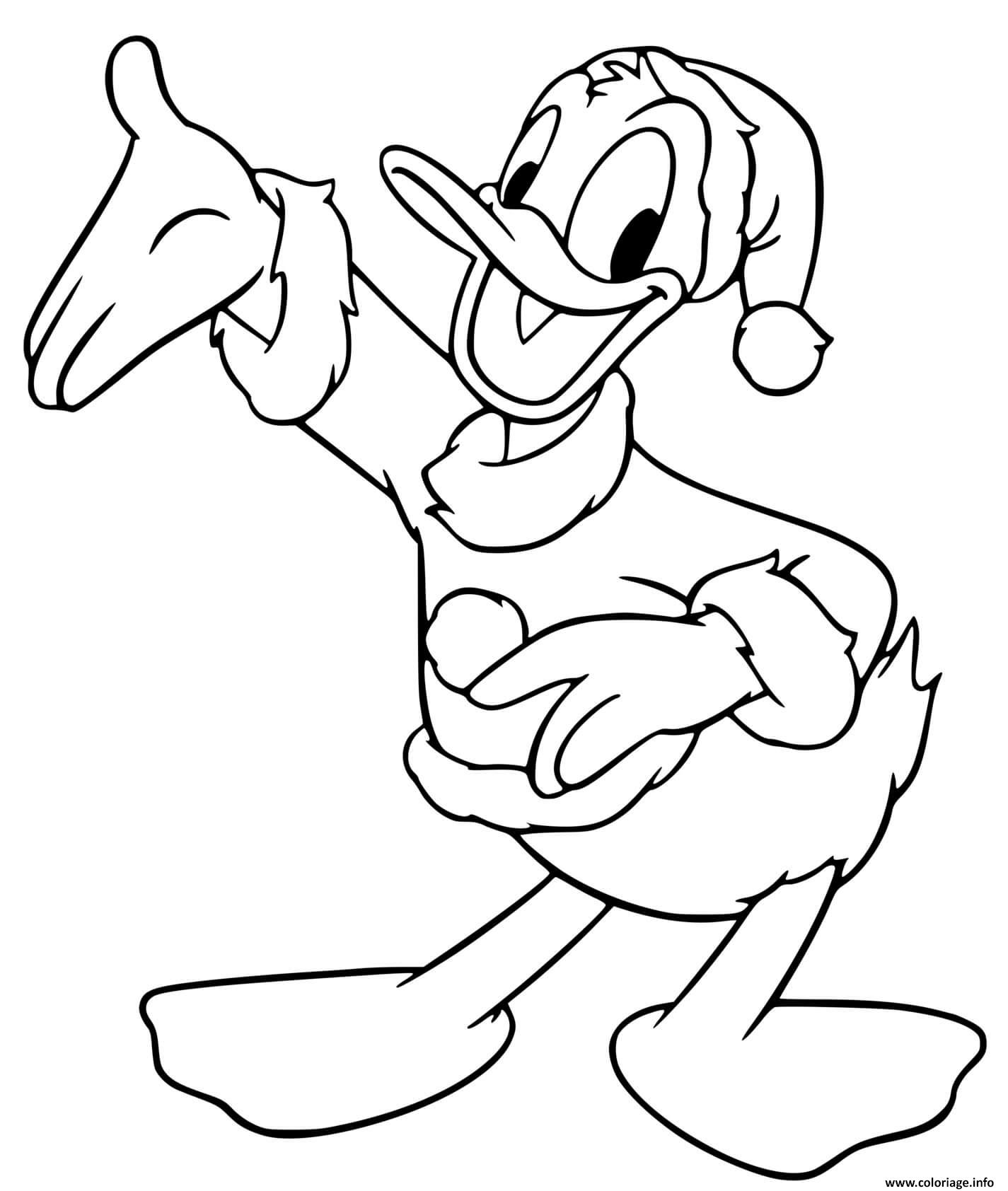 Dessin Donald Duck as Santa Claus Coloriage Gratuit à Imprimer