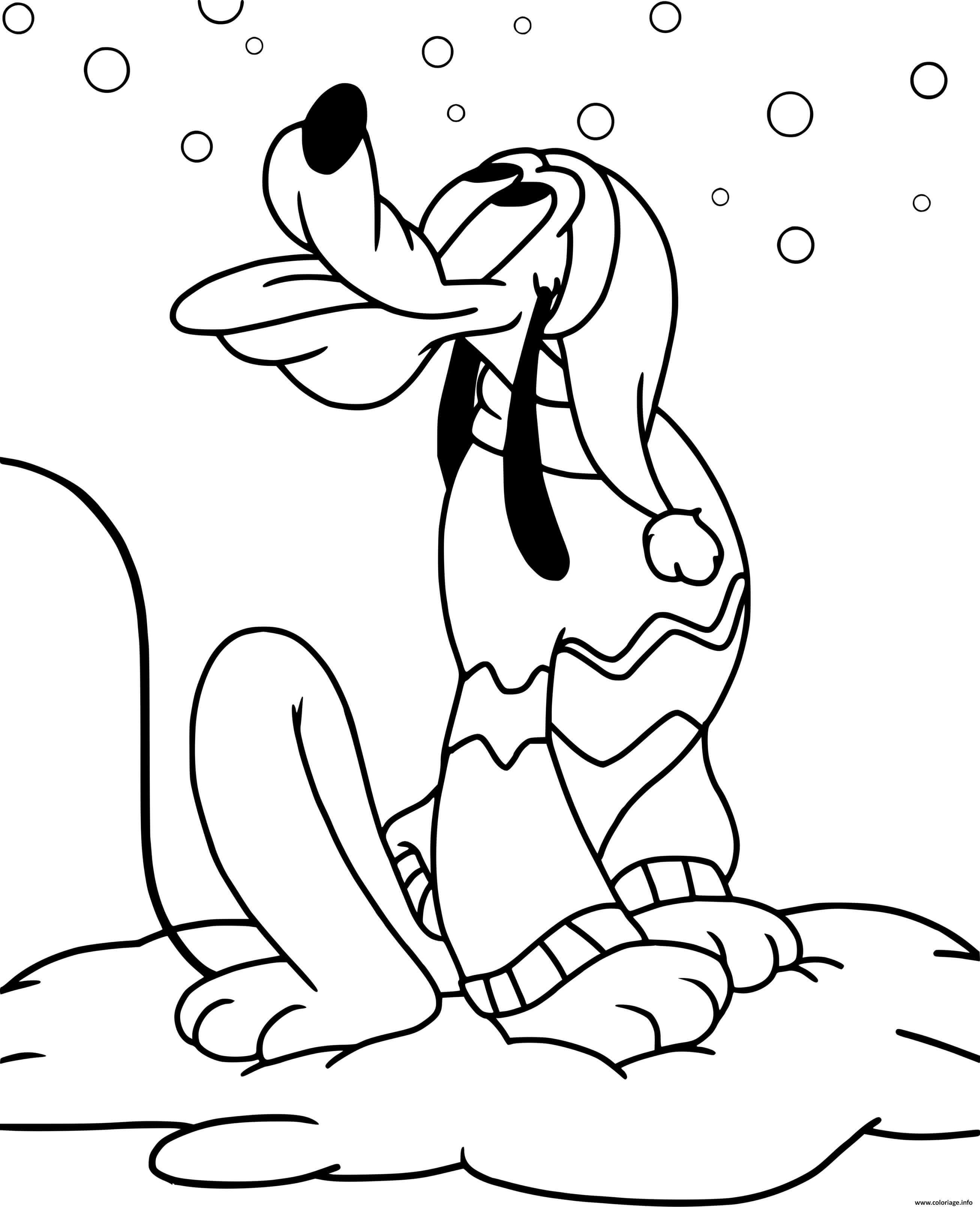 Dessin Pluto eating falling snow Coloriage Gratuit à Imprimer